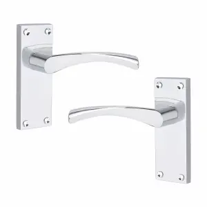 1 Pair of Victorian Scroll Astrid Handle Latch Door Handles Silver Polished Chrome with 120mm x 40mm Backplate