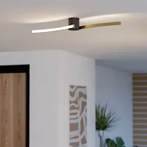 EGLO Aieta Black & Brushed Brass Minimalist Ceiling Light