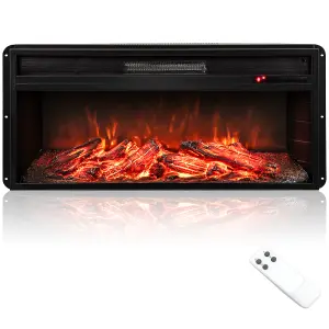 COSTWAY 86 cm Electric Fireplace 5000 BTU Recessed Fireplace Insert w/ Remote Control