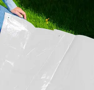 Heavy duty waterproof white tarpaulin ground sheet general cover protection 100G 4m x 5m