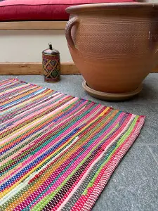 RAINBOW Rug Outdoor and Indoor Flat Weave Style - L120 x W180 - Multicolour