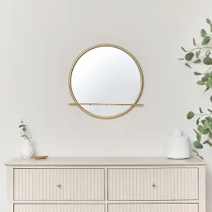 Melody Maison Round Gold Mirror With Jewellery Hooks - 50cm x 50cm