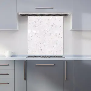 Icy White Quartz Effect Premium Glass Kitchen Splashback W900mm x H650mm