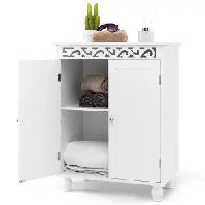 COSTWAY Bathroom Cabinet Floor Storage Organizer W/ Adjustable Shelf