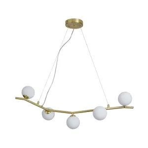 Inlight Fortuna pendant Satin Brass effect 5 Lamp LED Pendant ceiling light, (Dia)800mm