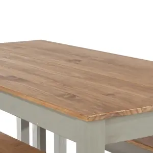 Core Products Corona Grey 150cm long Dining Table with 2 Grey Pine Double Benches