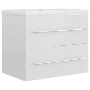 Berkfield Sink Cabinet with Built-in Basin High Gloss White Engineered Wood