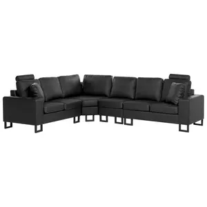 Corner Sofa STOCKHOLM Black Leather Right Hand