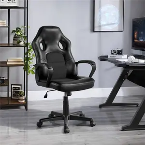 Yaheetech Adjustable Reclining Ergonomic Swiveling PC & Racing Game Chair Black