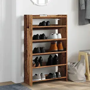 Berkfield Shoe Rack Old Wood 60x25x100 cm Engineered Wood