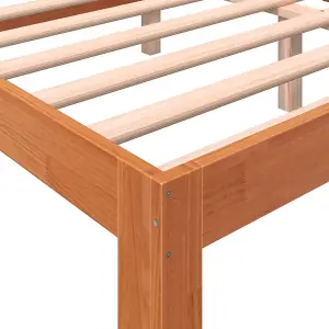 Berkfield Bed Frame with Headboard Wax Brown 150x200 cm King Size Solid Wood Pine