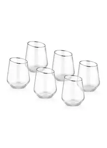 Rozi Gina Collection Slanted Tumblers, Set of 6 - Silver