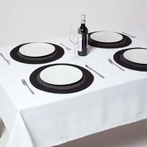 Homescapes Black & Grey Braided 100% Cotton Round Placemats Set of 4