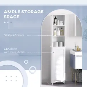 HOMCOM 165cm Freestanding Slimline Bathroom Storage Cabinet w/ 6 Shelves White