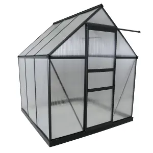 Charles Bentley Aluminium Frame Polycarbonate Greenhouse Grey 6 x 6.1ft