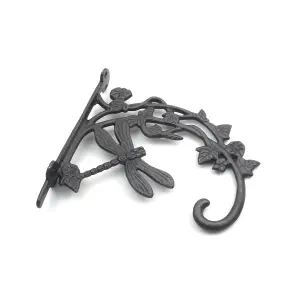 Oakcrafts - Pair of Antique Cast Iron Small Decorative Dragonfly Bracket for Hanging Baskets