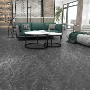 24Pcs Dark Grey 3D Stone Marble Effect Self Adhesive PVC Floor Vinyl Tiles Covering 5m²