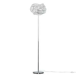 ValueLights Hudson Polished Chrome Clear Acrylic Jewel Intertwined Ring Design Floor Lamp