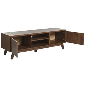 Beliani Retro TV Stand Dark Wood PRESCOT