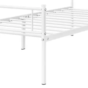 Minimalist Metal Bed Frame with Slatted Headboard White / Single (3')