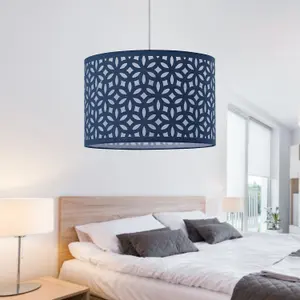 First Choice Lighting Navy Blue Laser Cut 33cm Pendant Lightshade