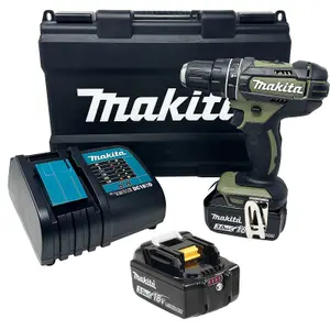 Makita DHP482SFO2 18v LXT 2 Speed Cordless Combi Drill Olive + 2x3ah Battery +