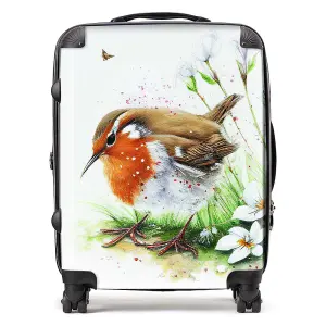 Robin And Daisies Watercolour Suitcase - Large