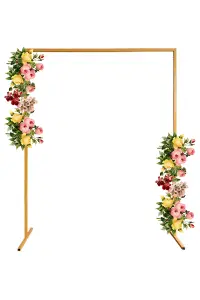 Rectangle Arch Stand Metal Backdrop Stand Garden Arbors - 150cm x 200cm, Gold