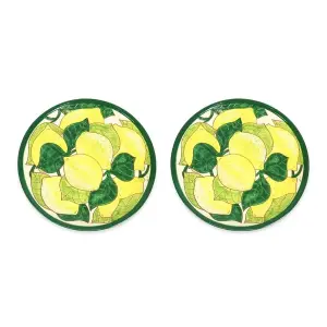 Signature Lemons Hand Painted Ceramic Kitchen Dining Plate (Diam) 28cm Set of 2