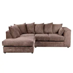 Lennox Jumbo Cord Corner Sofa Left hand facing Chaise Chocolate