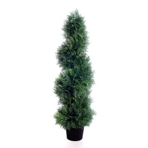 Pair of Best Artificial 3ft - 90cm Green Cedar Spiral Topiary Tree - Suitable for Outdoor Use - Weather & Fade Resistant