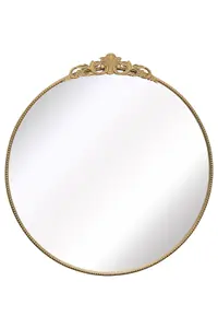 MirrorOutlet Crown - Gold Metal Framed Circular Round  Wall Mirror 39" X 39" (100x100CM)