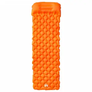 Inflating Camping Mattress with Pillow 1-Person Orange