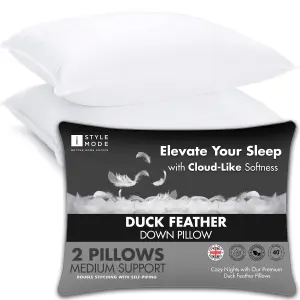 (2 Pack) Goose Feather Down Bed Pillows for Sleeping, Standard-Queen(74cmx48cm), High Filling 900g