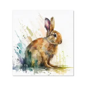 Rabbit Splash Watercolour Premium Glass Kitchen Splashback W600mm x H600mm