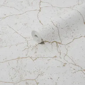 Superfresco Kintsugi White Gold effect Smooth Wallpaper