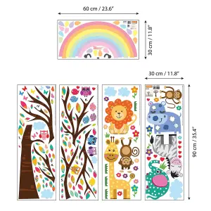 Walplus Happy London Zoo With Rainbow Kids Sticker PVC Multicoloured