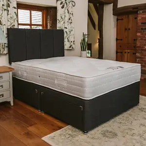 Knightsbridge Deluxe 1000 Pocket Sprung Divan Bed Set 6FT Super King 4 Drawers - Naples Slate