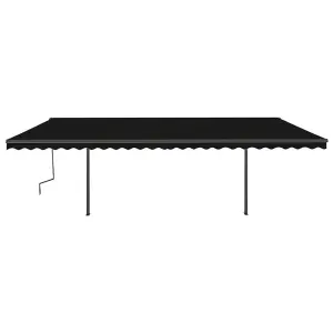 Berkfield Manual Retractable Awning with LED 6x3 m Anthracite