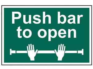 Durable PVC Scan Push Bar To Open Sign - 300mm x 200mm