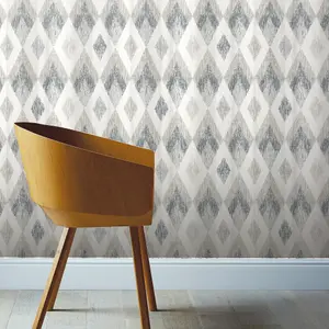 Arthouse Scandi Diamond Silver Wallpaper