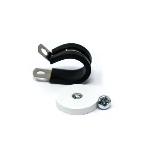 31mm dia x 6mm high Rubber Coated Cable Holding Magnet With 19mm Rubber Clamp (White) - 5.7kg Pull (Pack of 1)