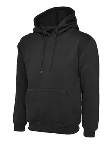 Uneek - Unisex Classic Hooded Sweatshirt/Jumper  - 50% Polyester 50% Cotton - Black - Size XS