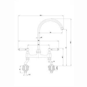 ENKI Astbury Traditional Brushed Nickel Deck Mount Mixer Tap for Kitchen Sink