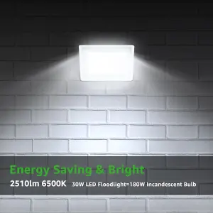 Aigostar 30W LED Floodlight Outdoor, 2510 Lumen Outdoor Security Light, Waterproof IP65 6500K Cool White