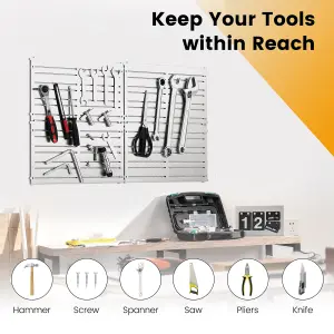 Costway 4 pcs Magnetic Panel Tool Holder Wall-Mounted Metal Tool Organizer w/ 32 Strips