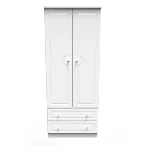 Stratford 2 Door 2 Drawer Wardrobe in White Ash (Ready Assembled)