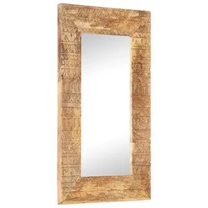 Berkfield Hand-Carved Mirror 80x50x11 cm Solid Mango Wood