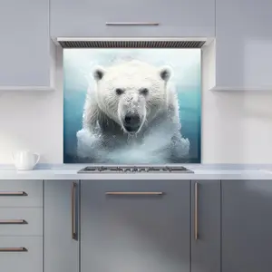 Polar Bear Splashart Premium Glass Kitchen Splashback W900mm x H650mm