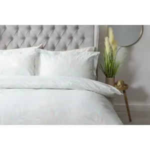 Belledorm Clara Leaves Duvet Cover Set Duck Egg (King)